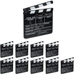 Relaxdays - Clap de cinéma, lot de 10, Hollywood, film, clapet, couper les scènes, inscription, déco, HxlxP: 26 x 30 x 30 cm, noir