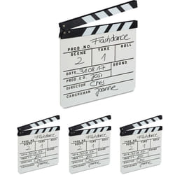 Clap de cinéma, lot 4, Hollywood, film, clapet, scène, inscription, déco, h x l x p: 26 x 30 x 30 cm, blanc