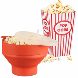 Le Popcorn maker en silicone est idéal pour les fans de pop corn avec petite cuisine. Le bol en silicone se plie et prendra d ...