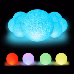 Lampe LED boule lot de 10 changement couleurs sans batteries sans câble boule lumineuse d. de 15 cm blanche