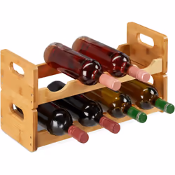 Ce casier à vin raffiné en bambou noble offre de la place pour 8 bouteilles de vos vins préférés sur 2 niveaux. Mais ce range ...