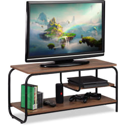 Relaxdays - Meuble tv, design industriel, Etage Receiver, rangement pour CDs et DVDs, Buffet tv hxlxP 43x90x35cm,brun/noir