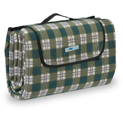 Relaxdays - Couverture pique-nique picnic plaid imperméable Fleurs 200x200cm cm poignée isolation tapis, vert gris