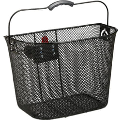 Relaxdays - Panier de vélo avant, amovible, montage & démontage rapide, guidon, métal, mailles serrées, 27x34,5x26cm, noir