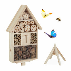 Relaxdays - Hôtel à insectes sur pied, Maison à insectes, abeilles refuge, Nid cabane Jardin HxlxP: 140x47x47cm, nature