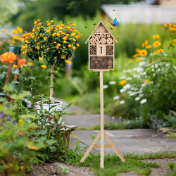 Relaxdays - Hôtel à insectes sur pied, Maison à insectes, abeilles refuge, Nid cabane Jardin HxlxP: 140x47x47cm, nature