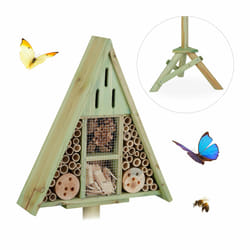 Relaxdays - Hôtel à insectes triangle pied, Maison à insectes, abeilles refuge bois, Nid cabane HxlxP: 130x42x35cm, vert
