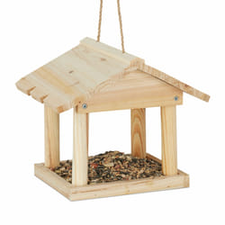 Relaxdays - Mangeoire à suspendre, maisonnette pour jardin et balcon en bois non traité, petite mangeoire de pin naturel