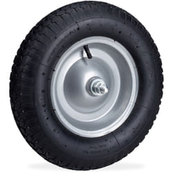 Relaxdays Roue de brouette caoutchouc 200 kg, roue de rechange axe, jante essieu 4.80 4.00-8, noir