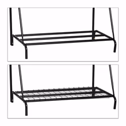 Etagère à fleurs avec treillis, jardin, balcon, terrasse, Acier, Support à plantes, 200 x 70 x 40 cm, noir - Relaxdays - Vue supplémentaire 6