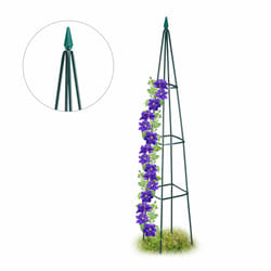 Relaxdays Tuteur Jardin, Pyramide haute 192 cm, Colonne Rosier, Arche Plante grimpante, Arceau , fer, vert foncé