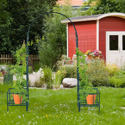 Arcade de rosiers, pergola plantes grimpantes, 2 bacs jardinière, HxlxP 226 x 204 x 45 cm, vert - Relaxdays