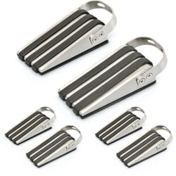 Relaxdays - Butoir porte, lot de 6, acier inox, antidérapant, revêtement caoutchouc, hlp env. 3,7x5x12,5 cm, noir/argenté