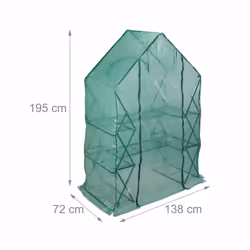 Relaxdays - Serre de jardin pliable, Etagère 195 cm plantes tomates semis jardin, Bâche HxlxP: 195 x 138 x 72 cm, vert - Vue supplémentaire 4