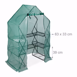 Relaxdays - Serre de jardin pliable, Etagère 195 cm plantes tomates semis jardin, Bâche HxlxP: 195 x 138 x 72 cm, vert - Vue supplémentaire 5