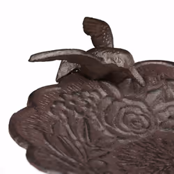 Abreuvoir en fonte sur colonne, Décoration pour jardin, mangeoire avec soucoupe pour oiseau, 40 cm, haut brun - Relaxdays - Vue supplémentaire 7