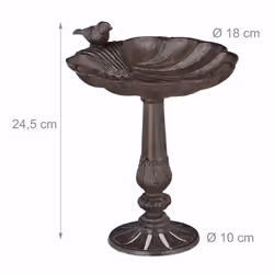Abreuvoirs en fonte Sur pied, Décoration de jardin, Mangeoire coquillage pour oiseaux sauvages brun - Relaxdays - Vue supplémentaire 4