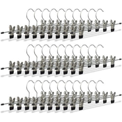 Relaxdays - 30x Cintres à pantalon en métal avec pinces caoutchouc pour jupes antidérapant HxlxP: 9 x 35,5 x 2,5 cm, argent/noir