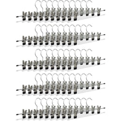 Relaxdays - 50x Cintres à pantalon en métal avec pinces caoutchouc pour jupes antidérapant HxlxP: 9 x 35,5 x 2,5 cm, argent/noir