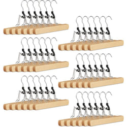 Relaxdays - 36x Cintre pince à pantalons, en bois, pince pour jupe, pantalon, doublure en feutre, HxlxP: 17 x 25 x 2,3 cm, nature
