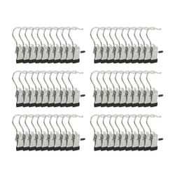 60x Pinces cintre crochets de suspension métal caoutchouc vêtement linge bottes HxlxP: 105 x 5 x 2 cm argent/noir