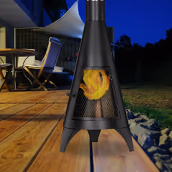 Relaxdays - Cheminée de jardin avec porte de protection, brasero pour le bois, Poêle de jardin, HxD: 120x45cm, acier, noir