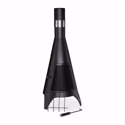 Relaxdays - Cheminée de jardin avec porte de protection, brasero pour le bois, Poêle de jardin, HxD: 120x45cm, acier, noir - Vue supplémentaire 6