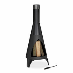 Relaxdays - Cheminée de jardin avec porte de protection, brasero décoratif, pour le bois, h x d: 120 x 45cm, acier, noir