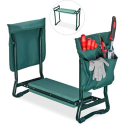 Relaxdays - Agenouilloir,coussin moelleux, 2 sacs,pliable, aide genou, travail jardin, jusqu'à 150 kg,HlP 50x60x27,5cmvert