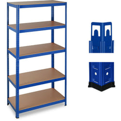 Relaxdays - tagère charge lourde, Meuble 5 niveaux, Cave charge 875 kg, garage, 180x90x45 cm, acier, mdf, bleu