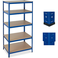 Tagère charge lourde, Meuble de rangement à clip, Cave charge 1325 kg, garage, 180x90x45 cm, acier, mdf, bleu - Relaxdays