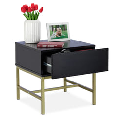 Relaxdays 10026802 Table de nuit / chevet 1 tiroir(s) Noir, Or