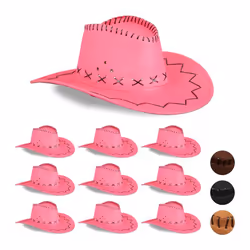 10x Chapeaux cowboy Chapeau occidental pour adulte style far ouest carnaval chapeau de carnaval rose