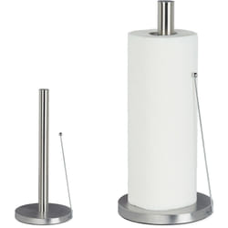 Relaxdays - Support à essuie-tout en acier inoxydable, lot de 2, porte-rouleau sur pied, cuisine, HxD: 33 x 15 x 5,5 cm, argent