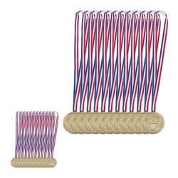 Lot de 24 médailles d’or pour enfants ruban torche récompense pour remise de prix 5 cm Ø plastique doré