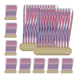 Lot de 120 médailles d’or pour enfants ruban torche récompense pour remise de prix 5 cm Ø plastique doré