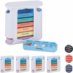 Gardez un aperçu sur vos médicaments journaliers à prendre avec ce pilulier semainier. La tour se compose de 7 boîtes pour ch ...