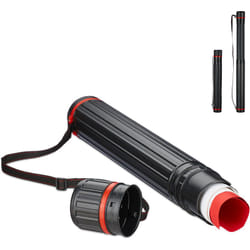 Relaxdays - Tube de Transport télescopique en Plastique avec Sangle réglable et Couvercle à Visser, Noir, 64 à 107 cm, A0