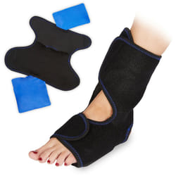 Relaxdays - Chevillère, attelle cheville, 2 poches de gel, bandage pied chaud froid, protège-cheville, noir