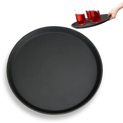 Plateau de restauration, Bar, Brasserie, Bistrot, Café, Restaurant, Service, Rond, Boissons, ø 35 cm, noir - Relaxdays