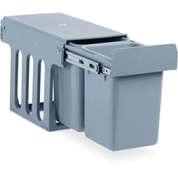Relaxdays - Poubelle montée de cuisine, Extracteur, 8l chaque, Système de tri de déchet, plastique, 35,5x25x47 cm, gris