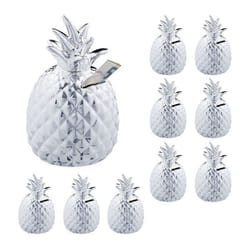 10x tirelires ananas cochon déco boite économies épargnes pièces monnaies serrure céramique HxD: 16 x 9 cm argenté