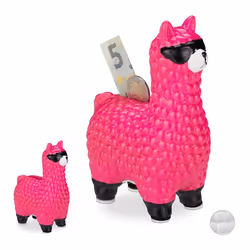 Tirelire Lama lot de 2 Alpaga rose urne déco boite économies pièces monnaies bouchon 155 x 11 x 6 cm rose