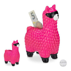Tirelire Lama lot de 2 Alpaga rose urne déco boite économies pièces monnaies bouchon 155 x 11 x 6 cm rose