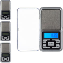 Relaxdays - Balance de précision portable, lot de 4, Microbalance de poche, Mini, Bijoux, Or, jusqu'à 200 g, Graduée 0,01 g, Argenté