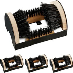 Relaxdays - Brosse à chaussure, lot de 4, tout autour, gratte-bottes, pour l'extérieur, poils robustes, fixation au sol, noir/nature