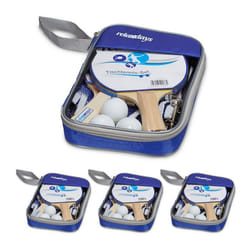 4x kits pour jouer au ping-pong 4 housses de transport 8 raquettes 12 balles 4 filets accessoires bleu