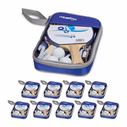 10x kits pour jouer au ping-pong 10 housses de transport 20 raquettes 30 balles 10 filets accessoires bleu