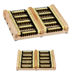 Relaxdays - 2x Brosses à chaussure, support antidérapant, à poils durs, gratte-bottes pour l'extérieur, bois, nature