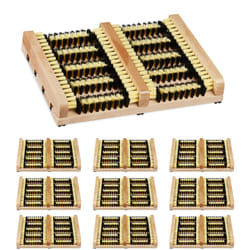 Relaxdays - 10x Brosses à chaussure, support antidérapant, à poils durs, gratte-bottes pour l'extérieur, bois, nature